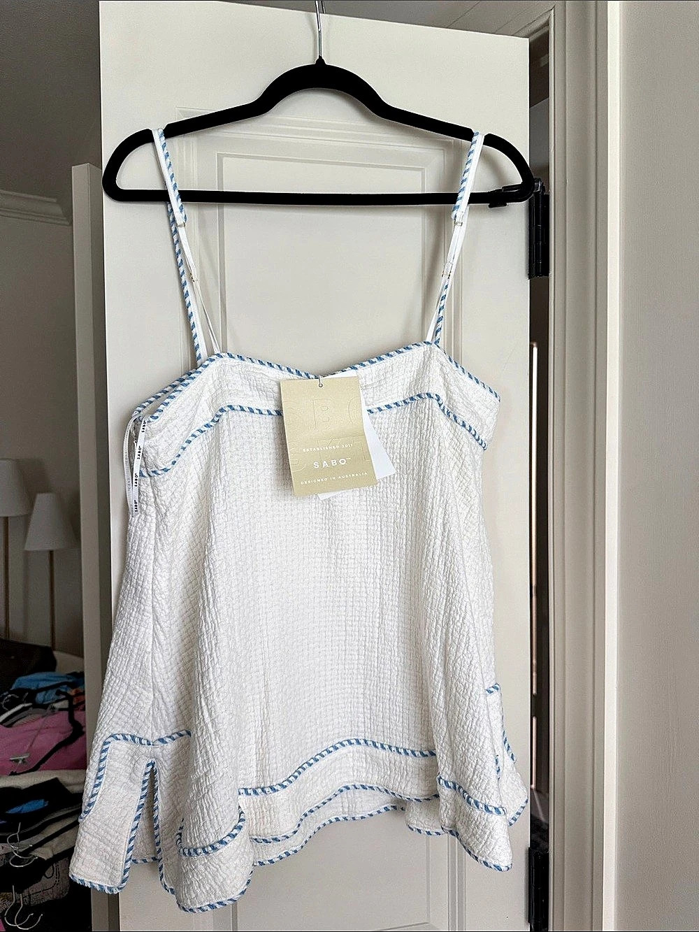 Sabo skirt alix top White & Blue NWT Camisole